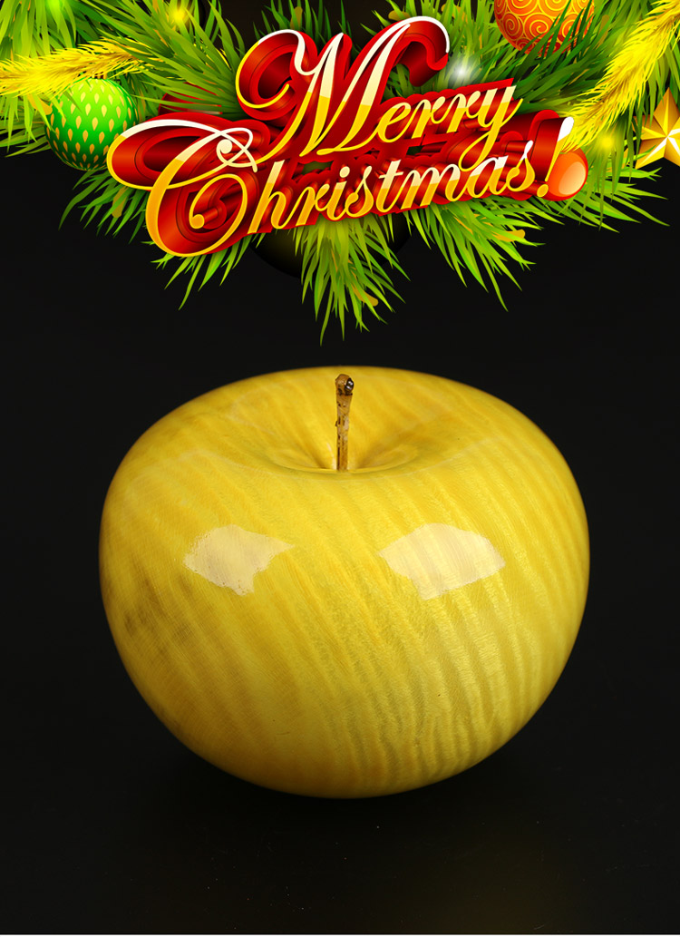 仙源金丝楠雕刻苹果平安夜圣诞节工艺品摆件创意简约木质礼物礼品