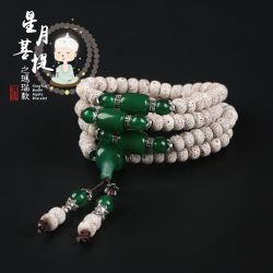 仙源 老陈籽星月菩提子108颗手链 正月顺白高密手串 玛瑙配饰佛珠