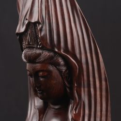 仙源 黑檀木家居摆件「一叶观音」古典木雕明清摆具供奉佛像佛具