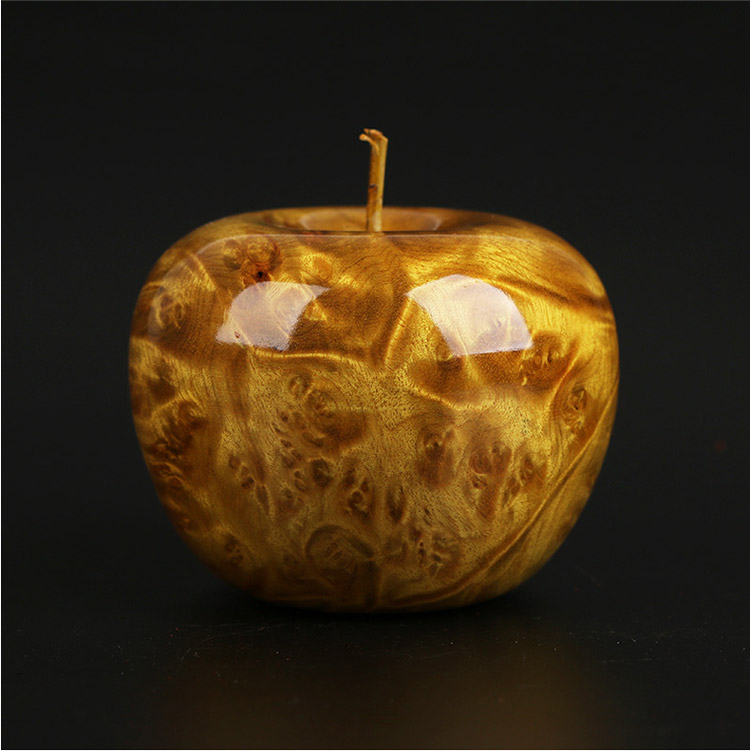 仙源黄金樟雕刻苹果平安夜圣诞节工艺品摆件创意简约木质礼物礼品