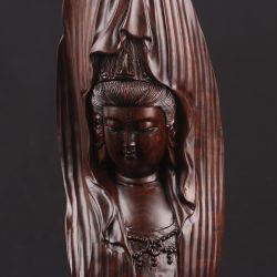 仙源 黑檀木家居摆件「一叶观音」古典木雕明清摆具供奉佛像佛具