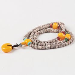 仙源天然星月菩提108佛手链 正月高密顺白干磨桶珠手串 男女饰品